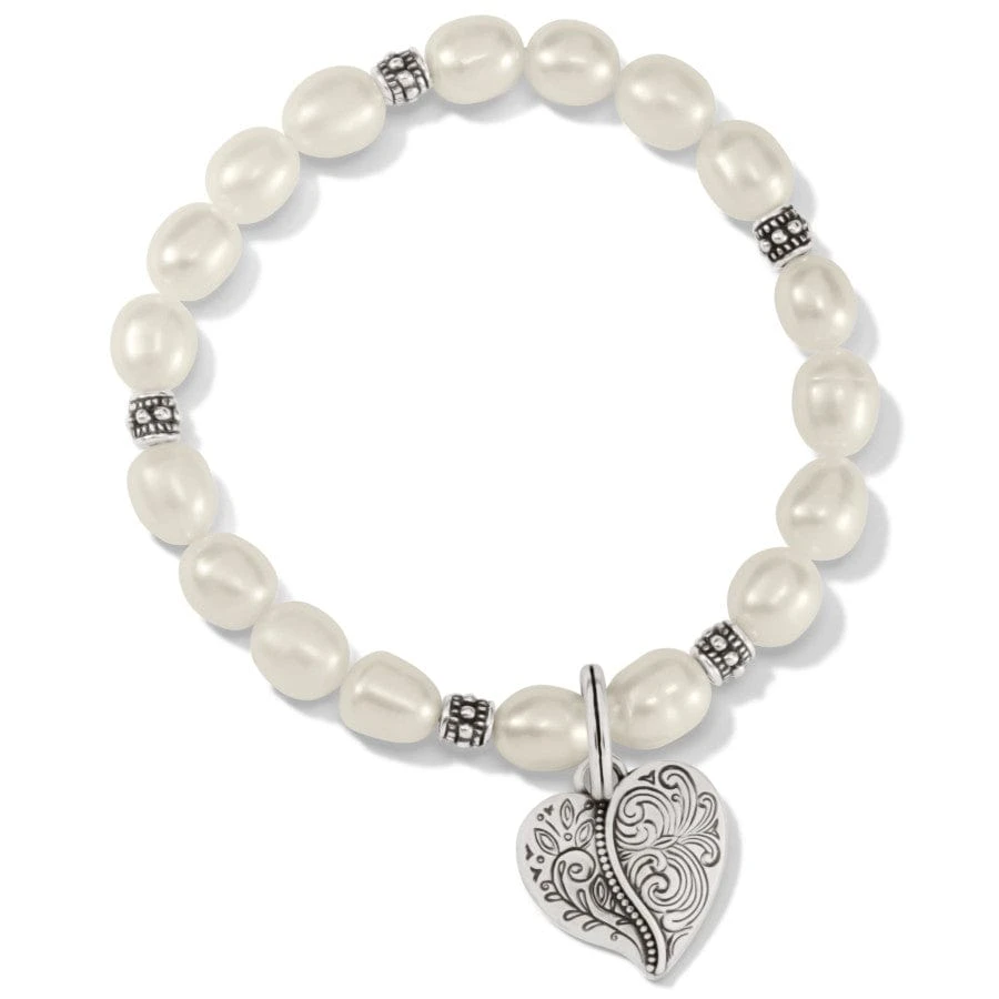 Ornate Heart Pearl Stretch Bracelet