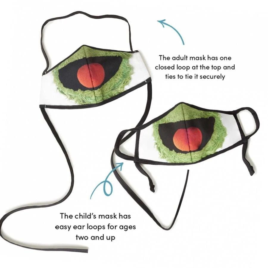 Sesame Street Oscar The Grouch Adult/Child Face Mask (2 Pack) - Image 2