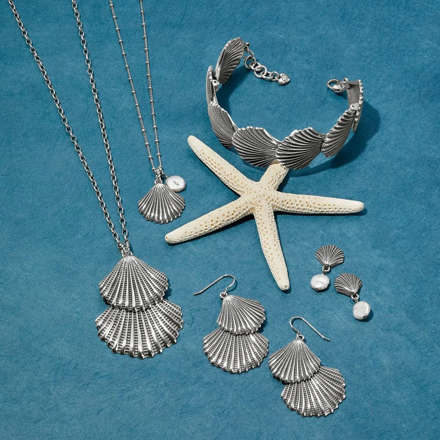 Silver Shells Two Tier French Wire Earrings - Image 2